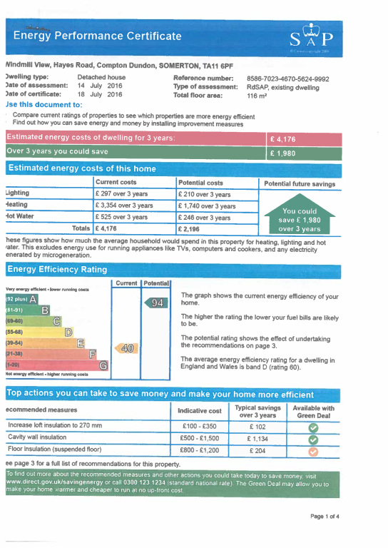 Energy Performance Certificate for Windmill View, Hayes Road
